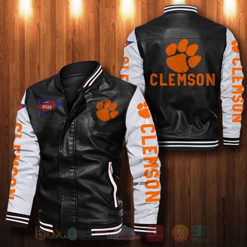 NCAA Clemson Tigers Leather Bomber Jacket