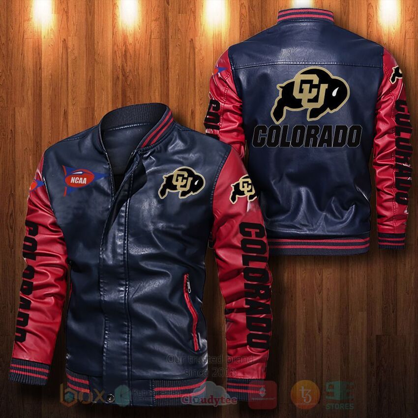 NCAA Colorado Buffaloes Leather Bomber Jacket 1 2 3