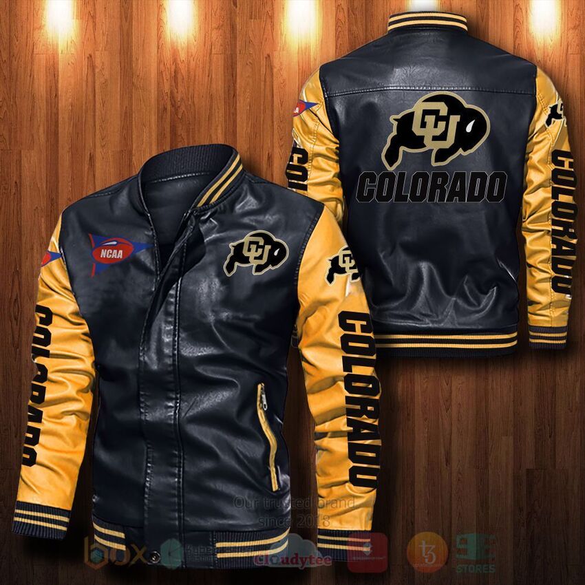 NCAA Colorado Buffaloes Leather Bomber Jacket 1 2 3 4 5