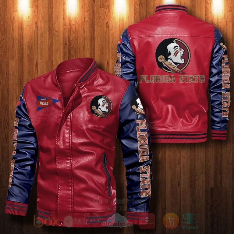 NCAA Florida State Seminoles Leather Bomber Jacket 1 2 3 4