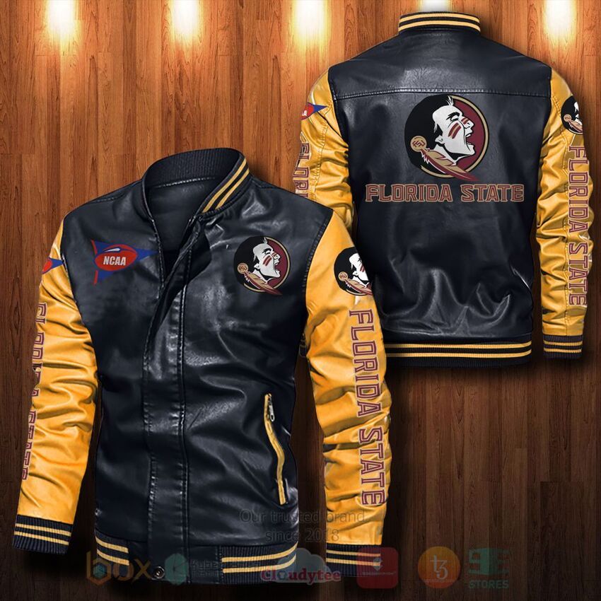 NCAA Florida State Seminoles Leather Bomber Jacket 1 2 3 4 5