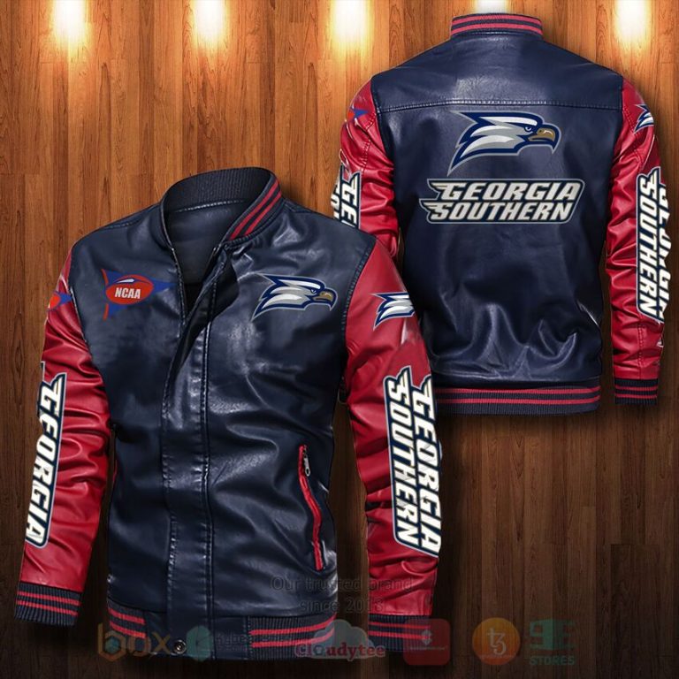 NCAA Georgia Southern Eagles Leather Bomber Jacket 1 2 3