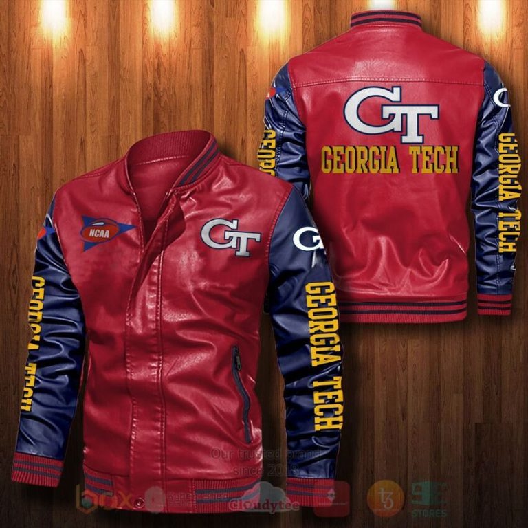 NCAA Georgia Tech Yellow Leather Bomber Jacket 1 2 3 4