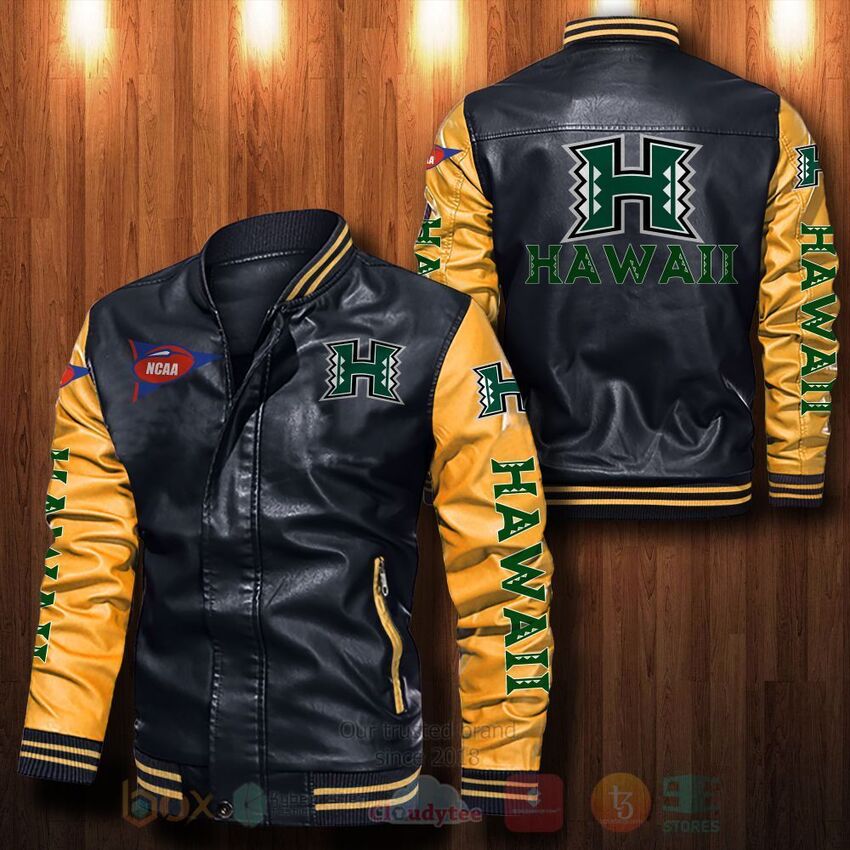 NCAA Hawaii Rainbow Warriors football Leather Bomber Jacket 1 2 3 4 5