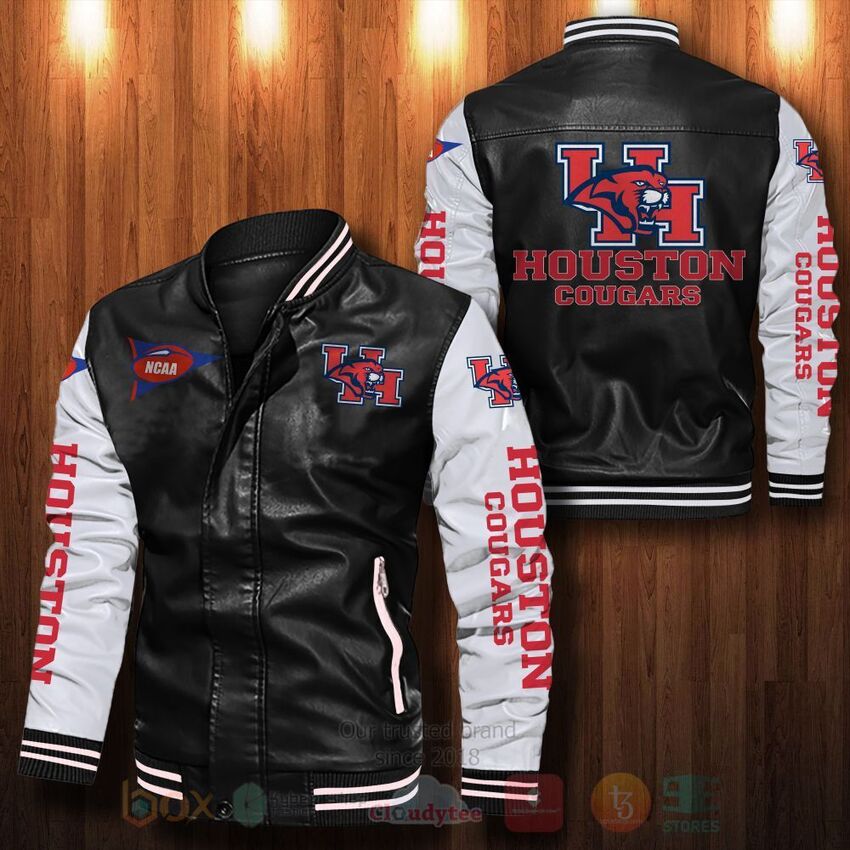 NCAA Houston Cougars Leather Bomber Jacket