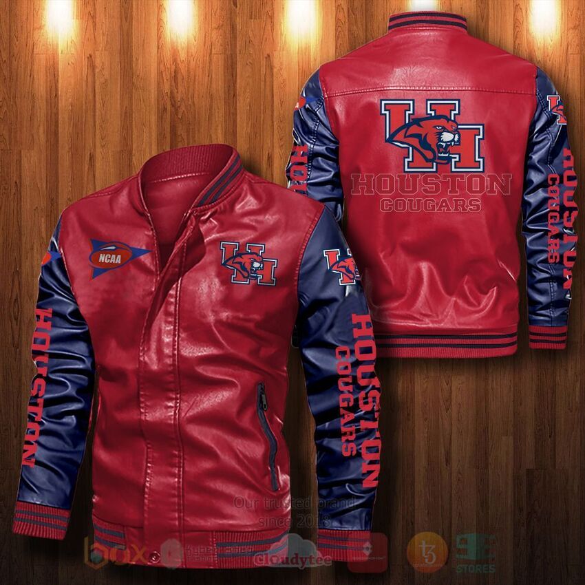 NCAA Houston Cougars Leather Bomber Jacket 1 2 3 4
