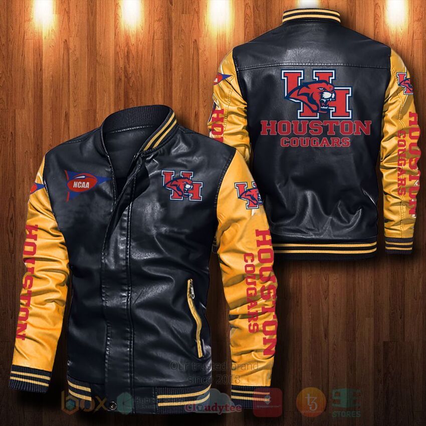 NCAA Houston Cougars Leather Bomber Jacket 1 2 3 4 5
