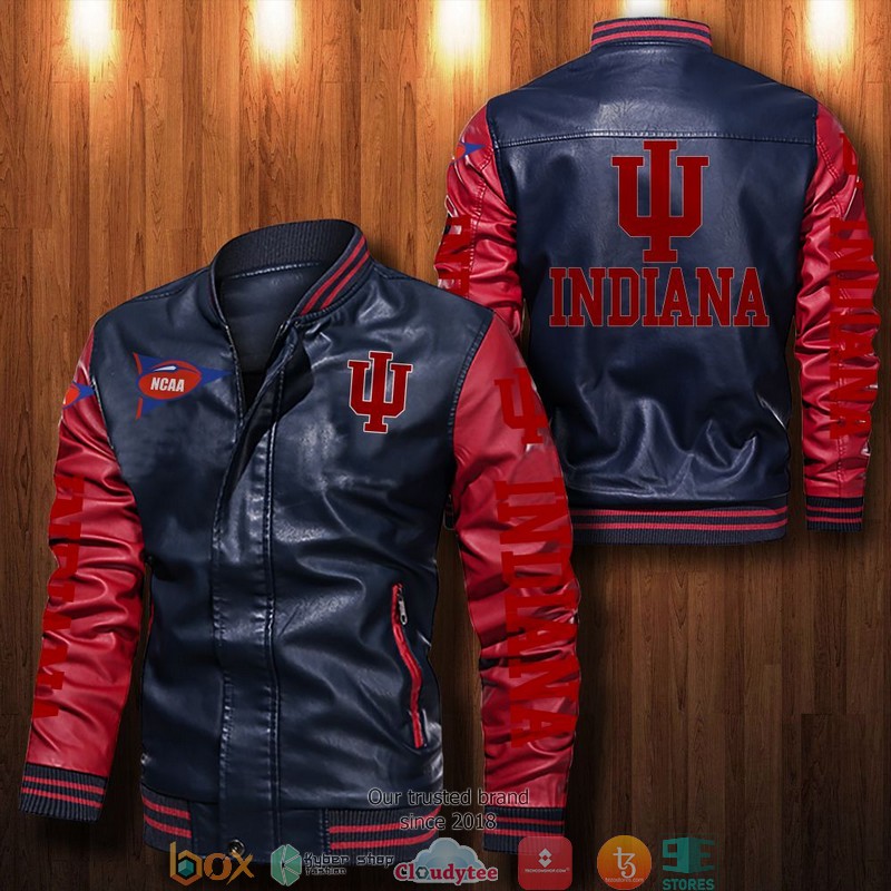 NCAA Indiana Hoosiers Bomber Leather Jacket 1 2 3