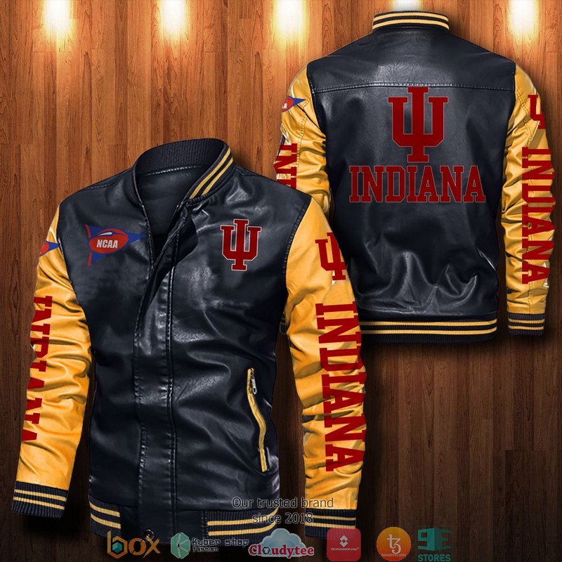 NCAA Indiana Hoosiers Bomber Leather Jacket 1 2 3 4 5