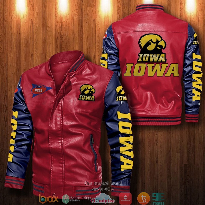 NCAA Iowa Hawkeyes Bomber Leather Jacket 1 2 3 4