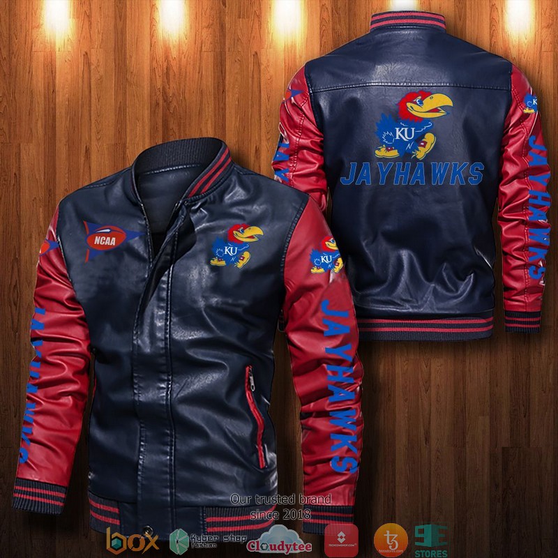 NCAA Kansas Jayhawks Bomber Leather Jacket 1 2 3