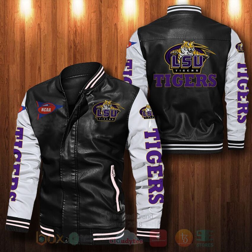 NCAA LSU Tigers Leather Bomber Jacket