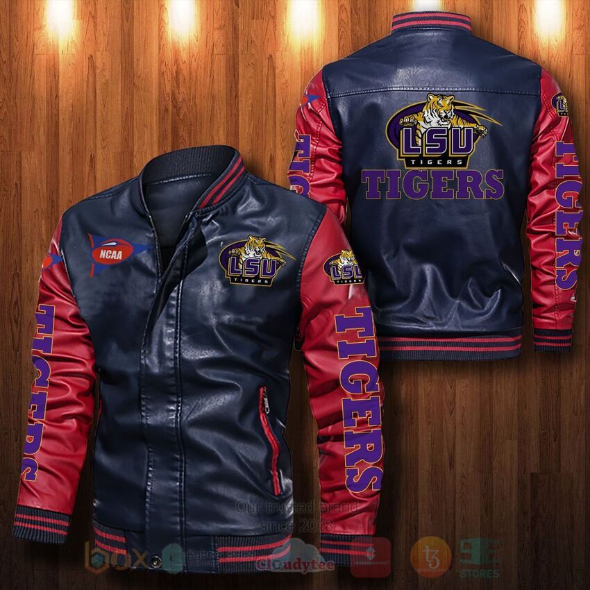 NCAA LSU Tigers Leather Bomber Jacket 1 2 3