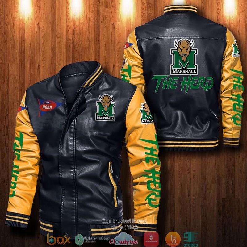 NCAA Marshall Thundering Herd Bomber Leather Jacket 1 2 3 4 5
