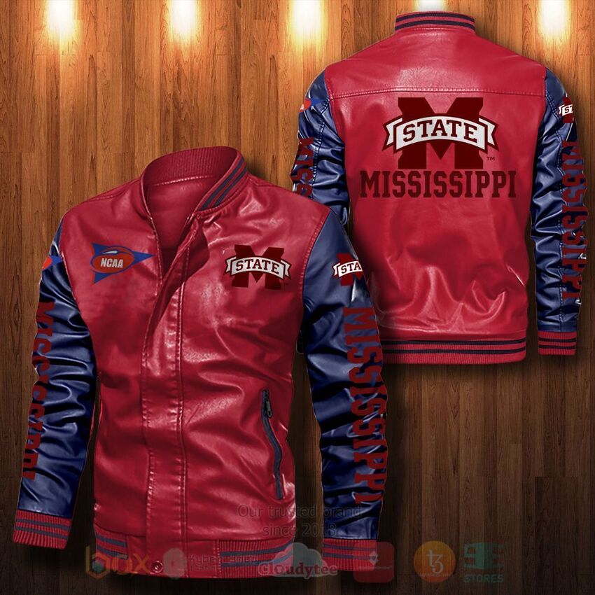 NCAA Mississippi State Bulldogs Leather Bomber Jacket 1 2 3 4