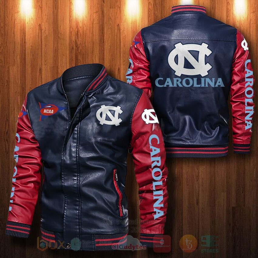 NCAA North Carolina Tar Heels Leather Bomber Jacket 1 2 3