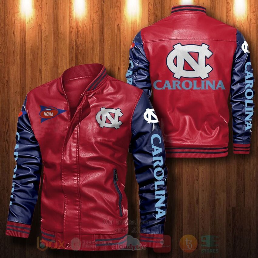 NCAA North Carolina Tar Heels Leather Bomber Jacket 1 2 3 4