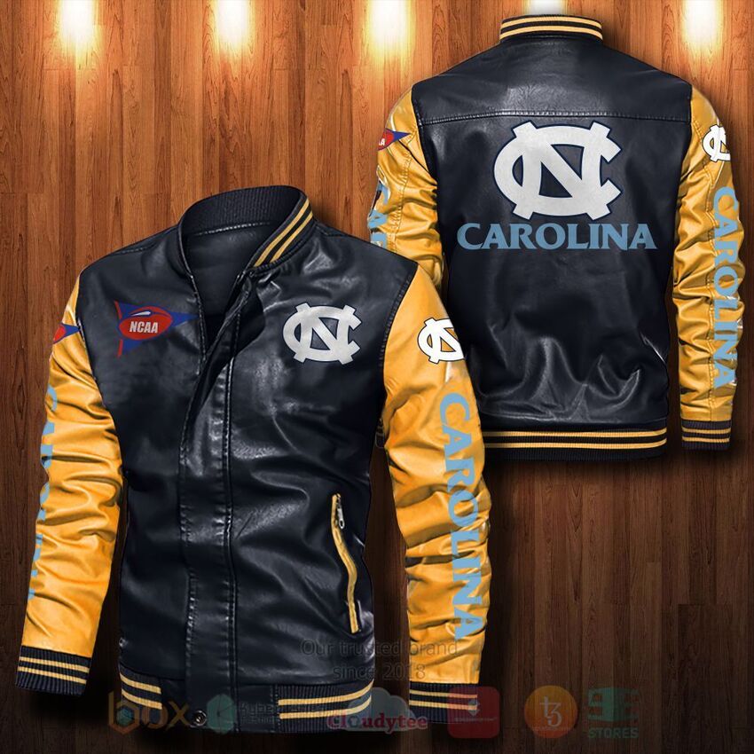 NCAA North Carolina Tar Heels Leather Bomber Jacket 1 2 3 4 5