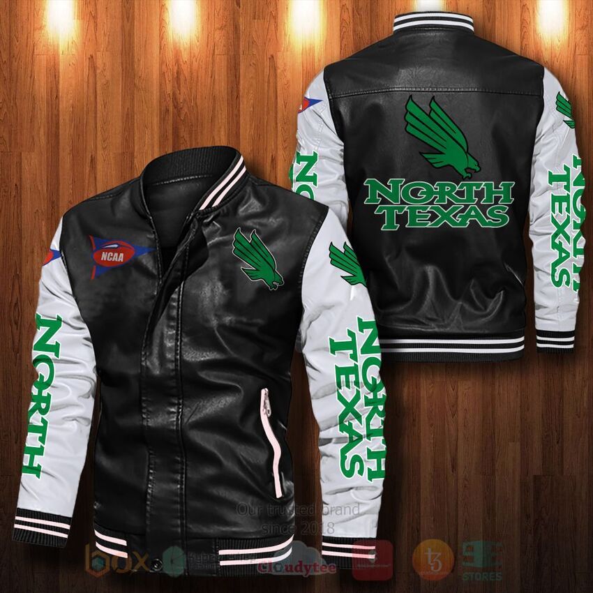 NCAA North Texas Mean Green Leather Bomber Jacket