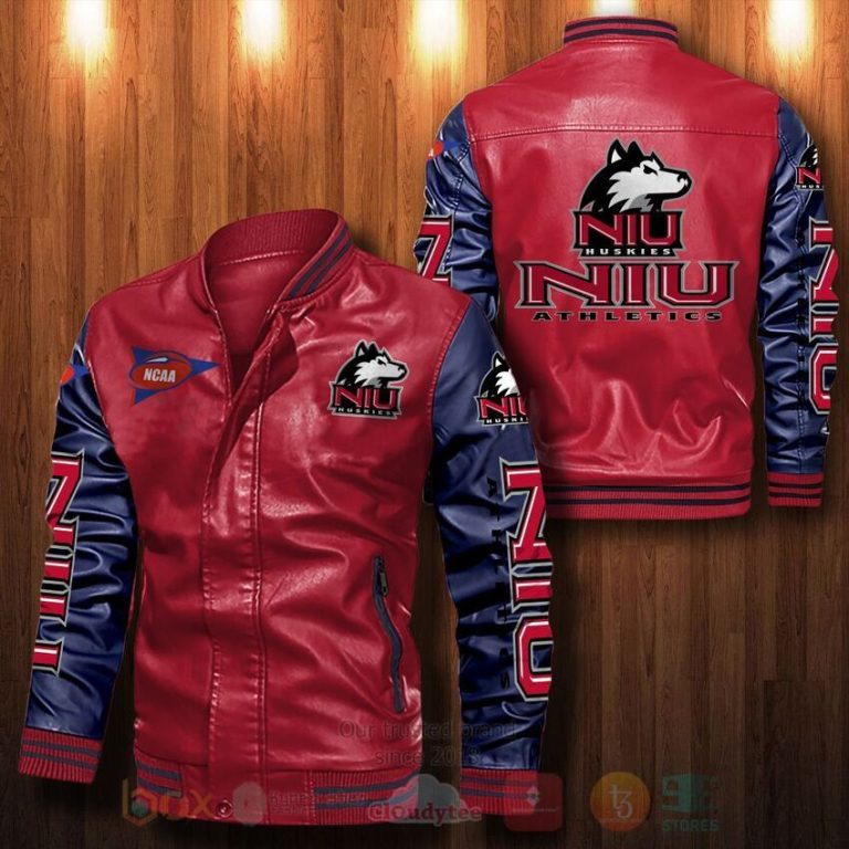 NCAA Northern Illinois Huskies Leather Bomber Jacket 1 2 3 4