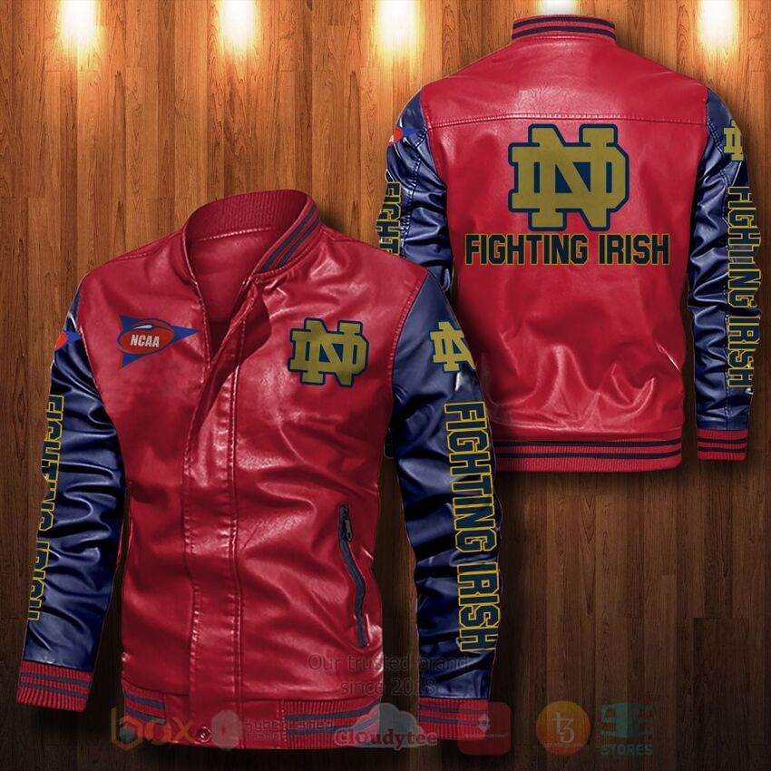 NCAA Notre Dame Fighting Irish Leather Bomber Jacket 1 2 3 4