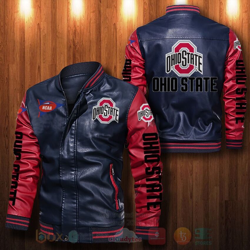 NCAA Ohio State Buckeyes Leather Bomber Jacket 1 2 3