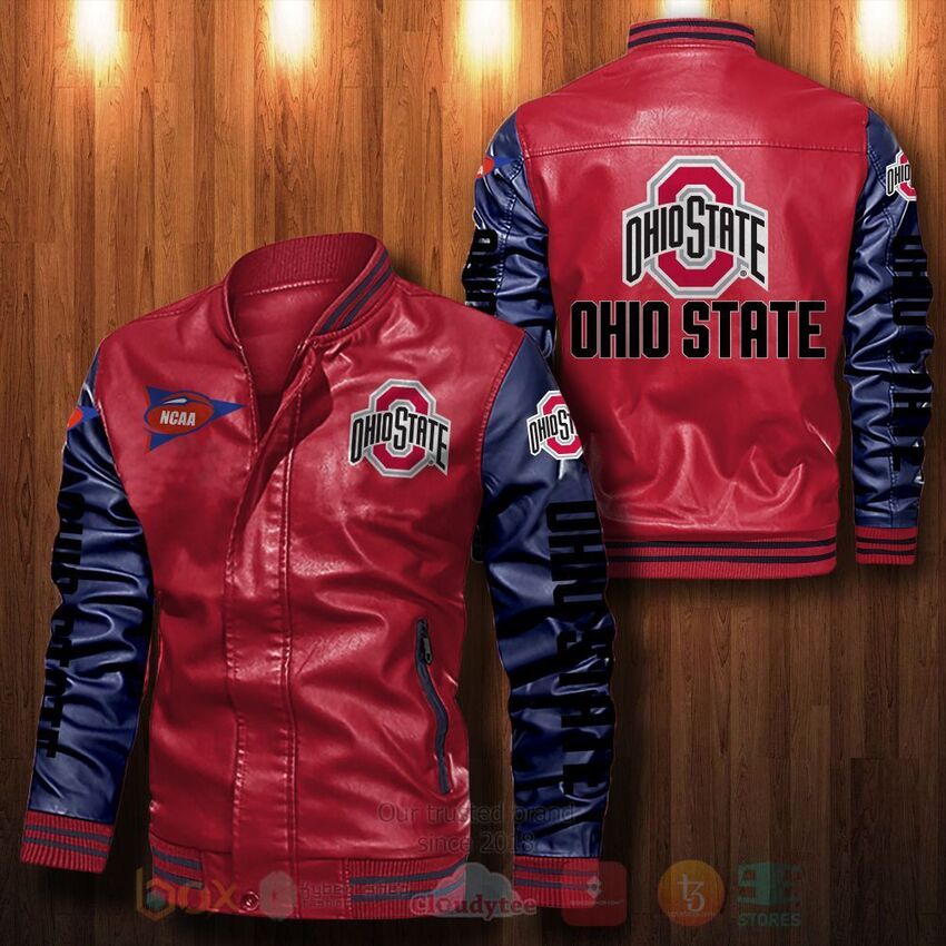 NCAA Ohio State Buckeyes Leather Bomber Jacket 1 2 3 4