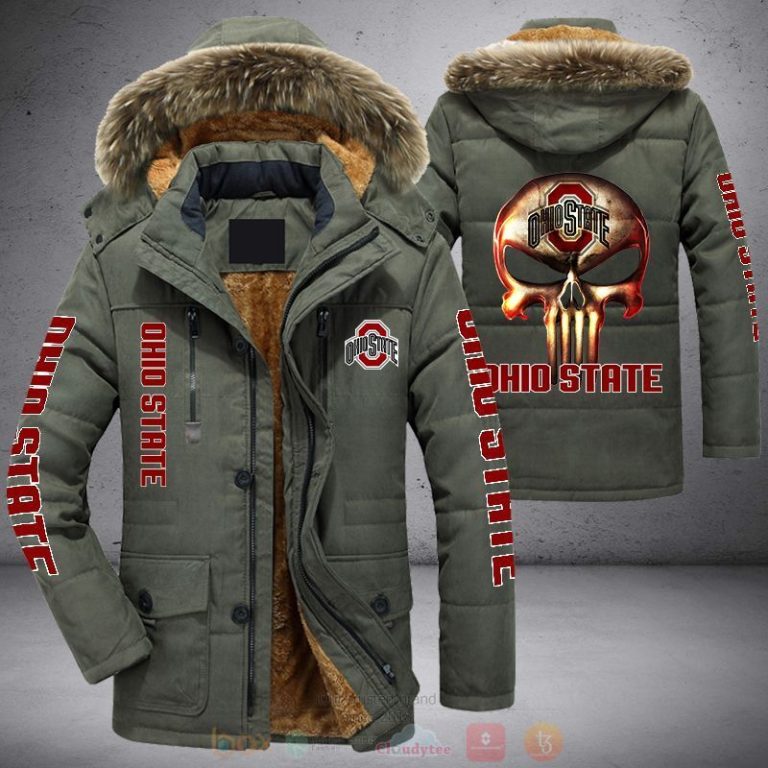 NCAA Ohio State Buckeyes Punisher Skull Parka Jacket 1 2