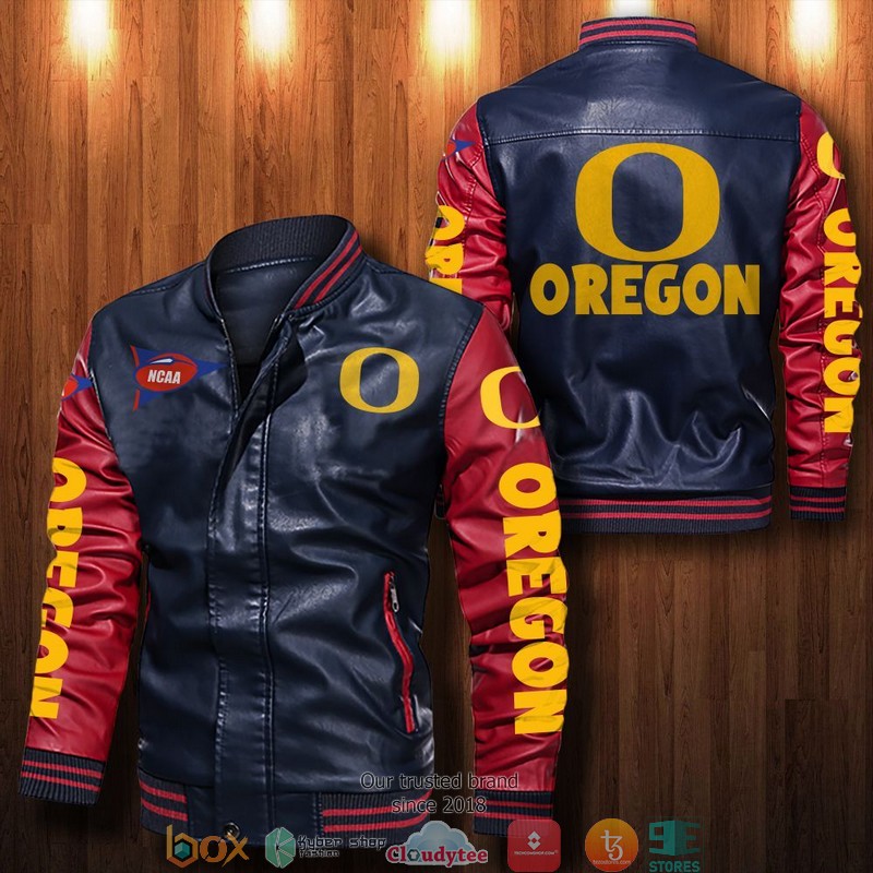 NCAA Oregon Ducks Bomber Leather Jacket 1 2 3