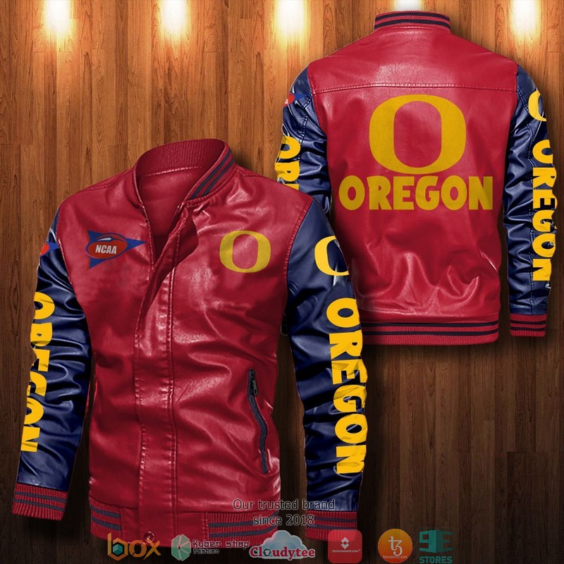 NCAA Oregon Ducks Bomber Leather Jacket 1 2 3 4