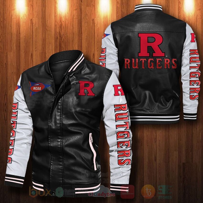 NCAA Rutgers Scarlet Knights Leather Bomber Jacket