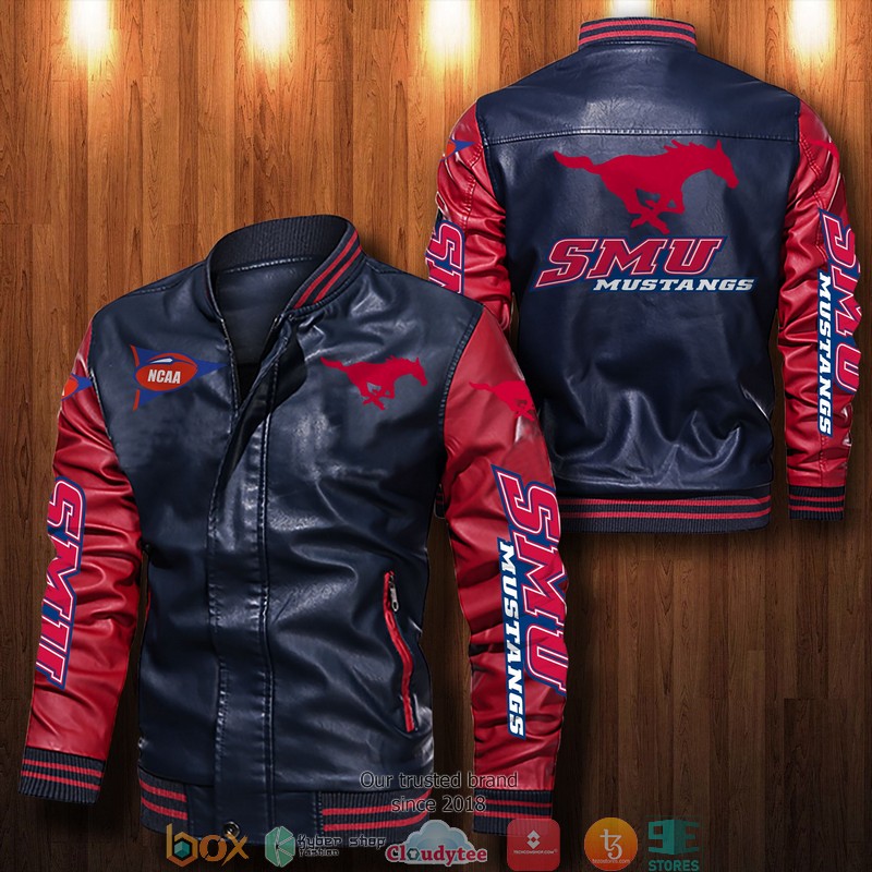 NCAA Smu Mustangs Bomber Leather Jacket 1 2 3