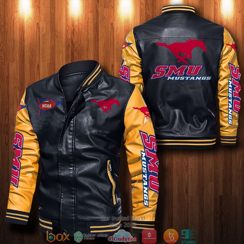 NCAA Smu Mustangs Bomber Leather Jacket 1 2 3 4 5