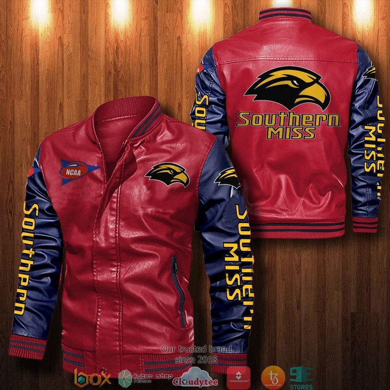 NCAA Southern Miss Golden Eagles Bomber Leather Jacket 1 2 3 4