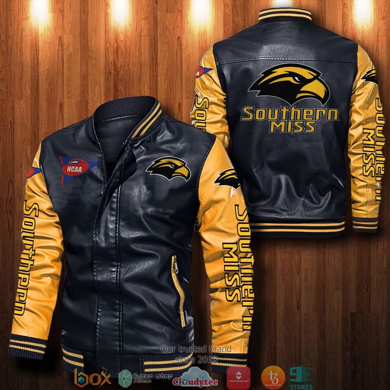 NCAA Southern Miss Golden Eagles Bomber Leather Jacket 1 2 3 4 5