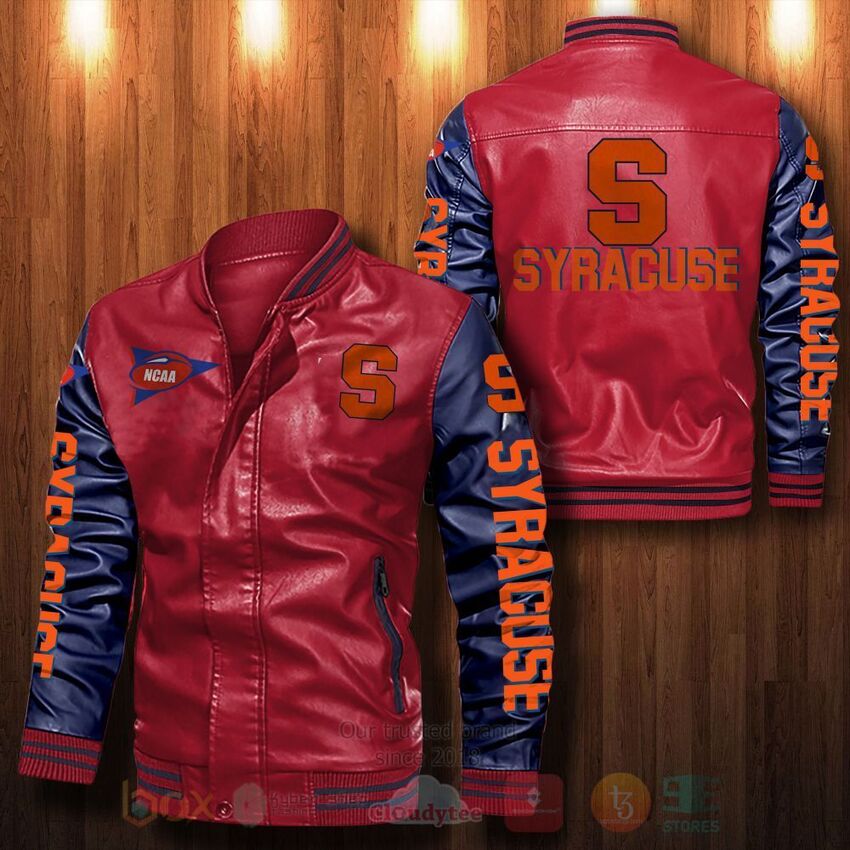 NCAA Syracuse Orange Leather Bomber Jacket 1 2 3 4
