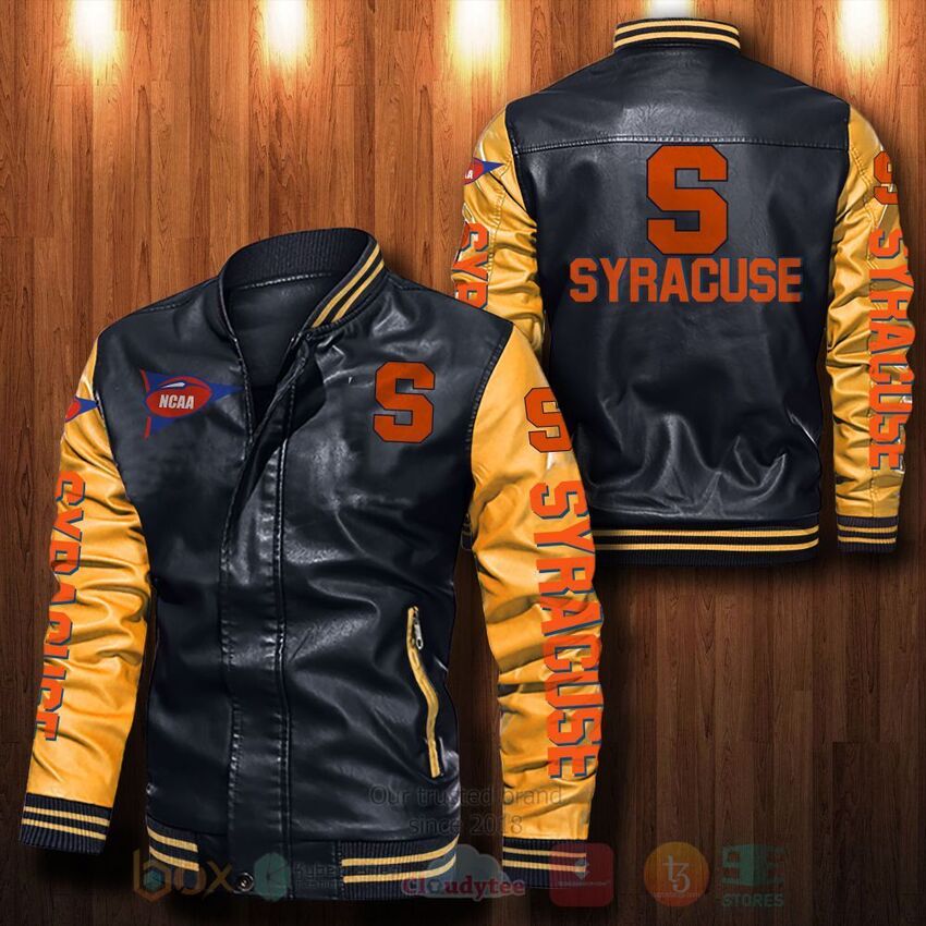 NCAA Syracuse Orange Leather Bomber Jacket 1 2 3 4 5