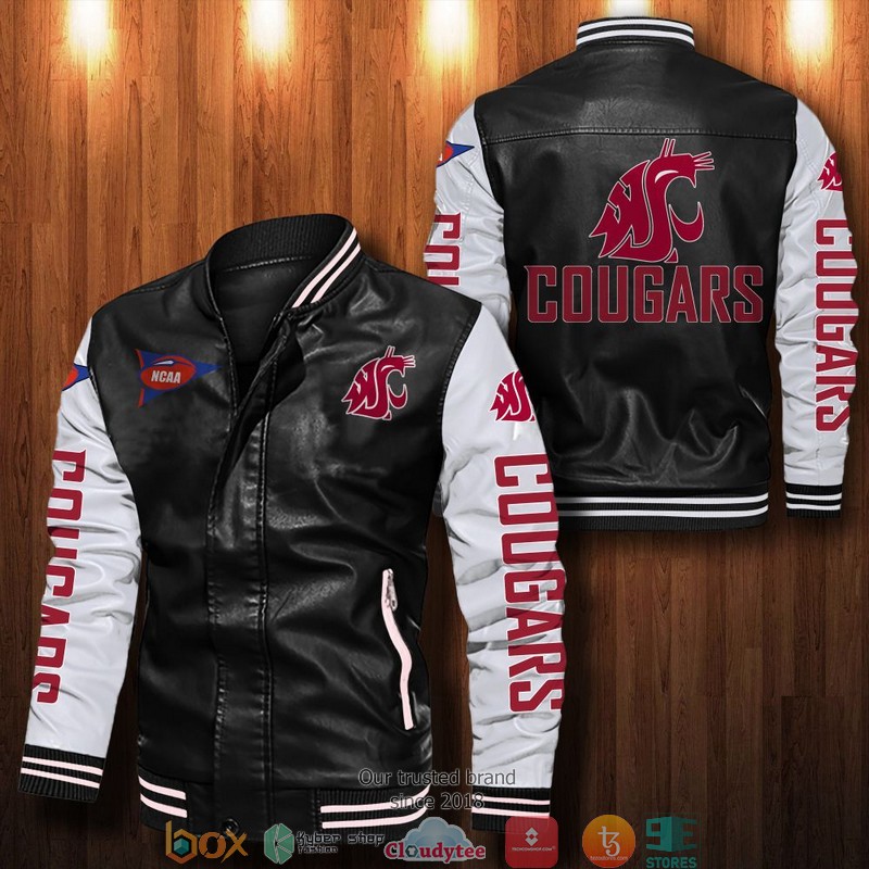 NCAA Washington State Cougars Bomber Leather Jacket