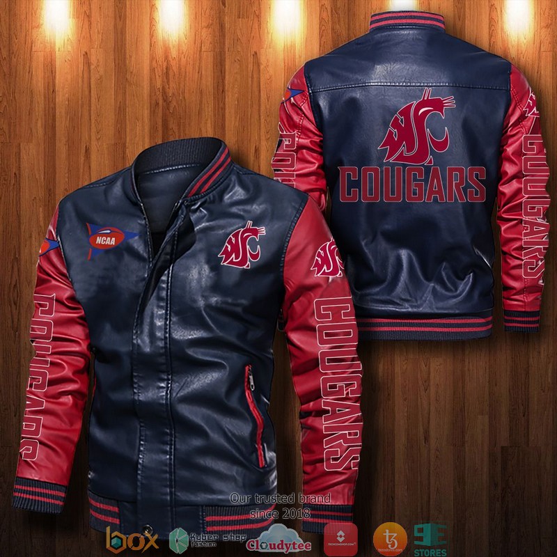 NCAA Washington State Cougars Bomber Leather Jacket 1 2 3