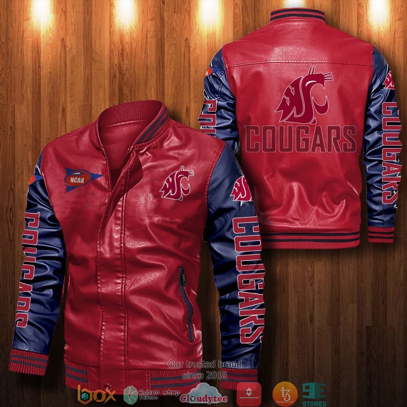 NCAA Washington State Cougars Bomber Leather Jacket 1 2 3 4