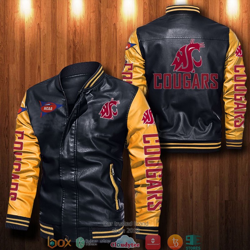 NCAA Washington State Cougars Bomber Leather Jacket 1 2 3 4 5