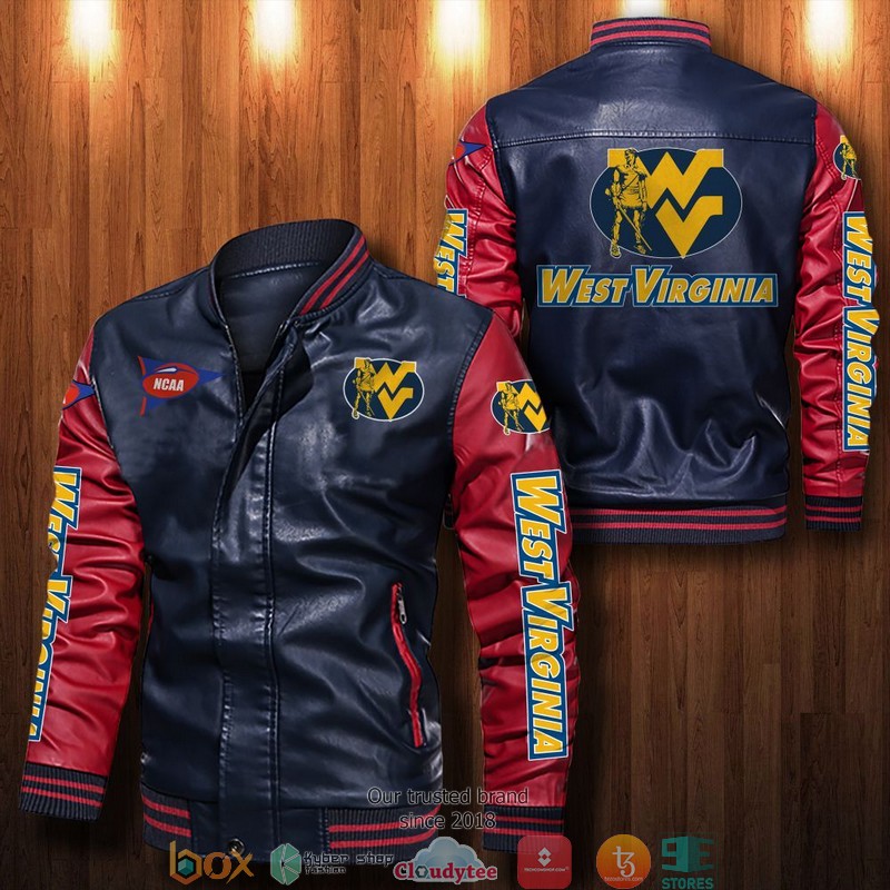 NCAA West Virginia Mountaineers Bomber Leather Jacket 1 2 3