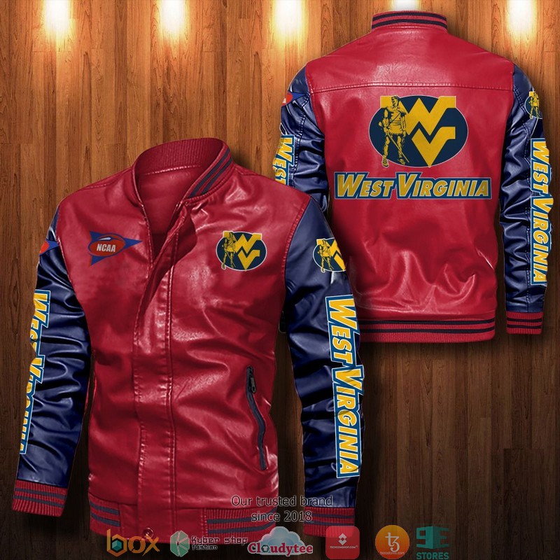 NCAA West Virginia Mountaineers Bomber Leather Jacket 1 2 3 4