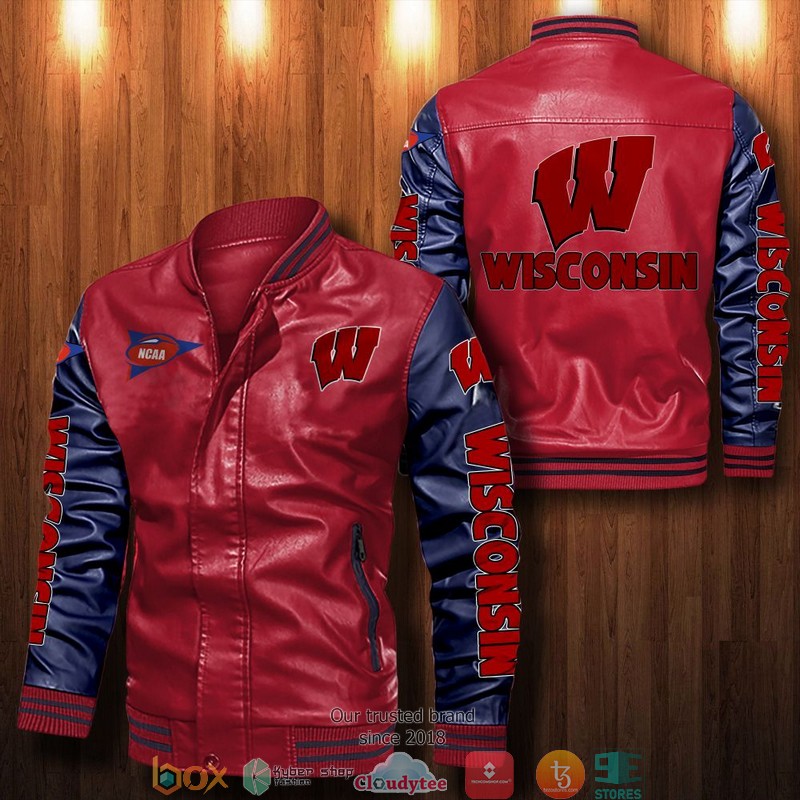 NCAA Wisconsin Badgers Bomber Leather Jacket 1 2 3 4