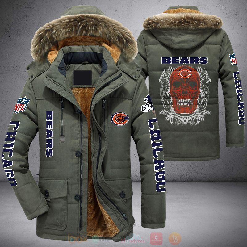 NFL Chicago Bears Red Skull Parka Jacket 1