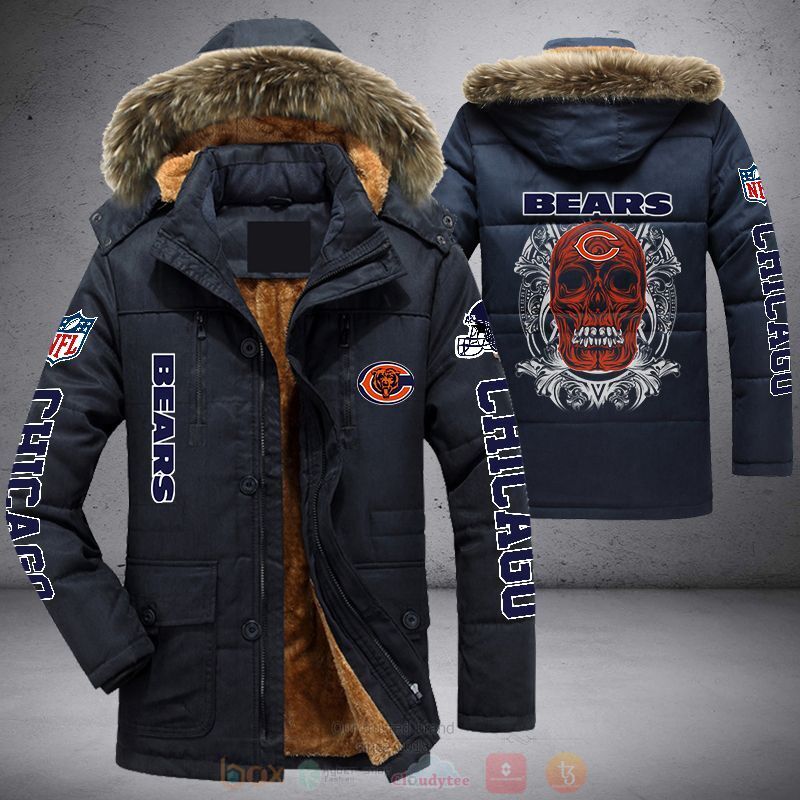 NFL Chicago Bears Red Skull Parka Jacket 1 2