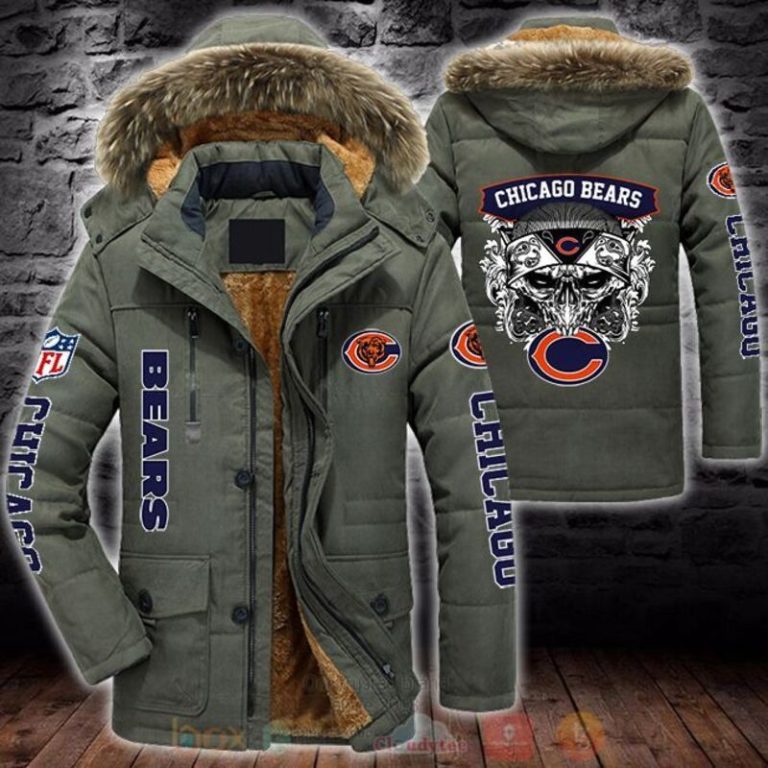 NFL Chicago Bears Skull White Parka Jacket 1 2