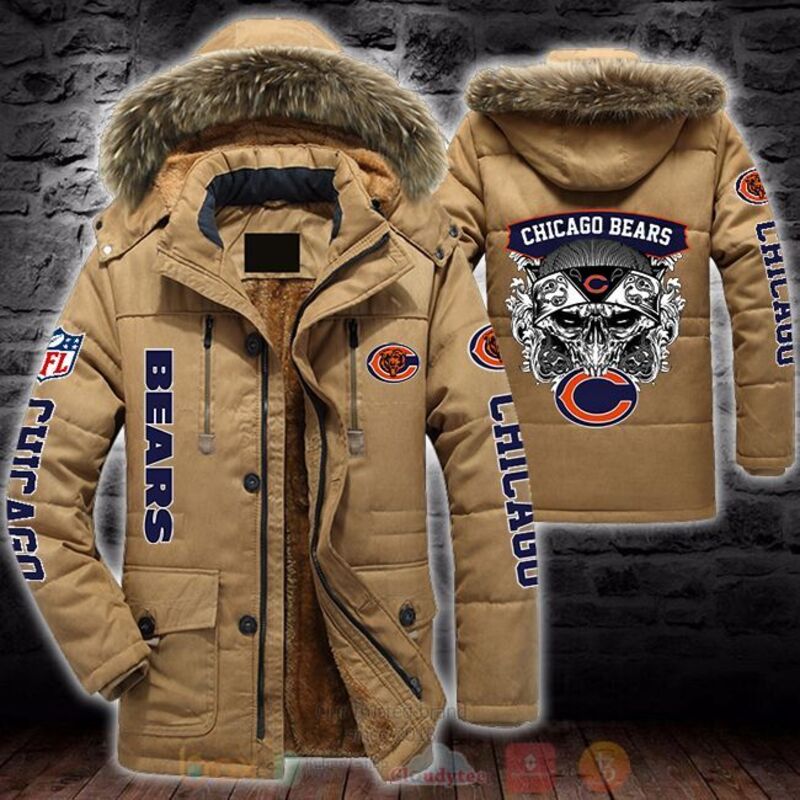 NFL Chicago Bears Skull White Parka Jacket 1 2 3