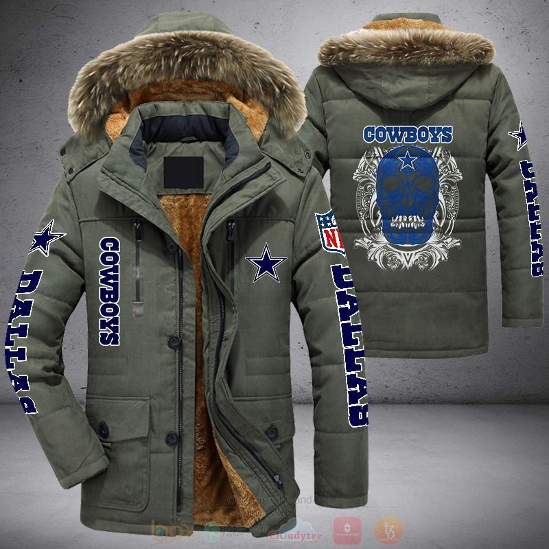 NFL Dallas Cowboys Skull Blue Parka Jacket 1 2