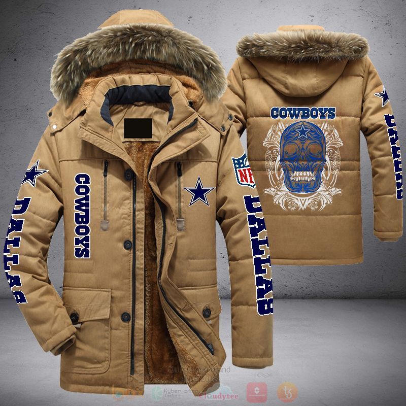 NFL Dallas Cowboys Skull Blue Parka Jacket 1 2 3